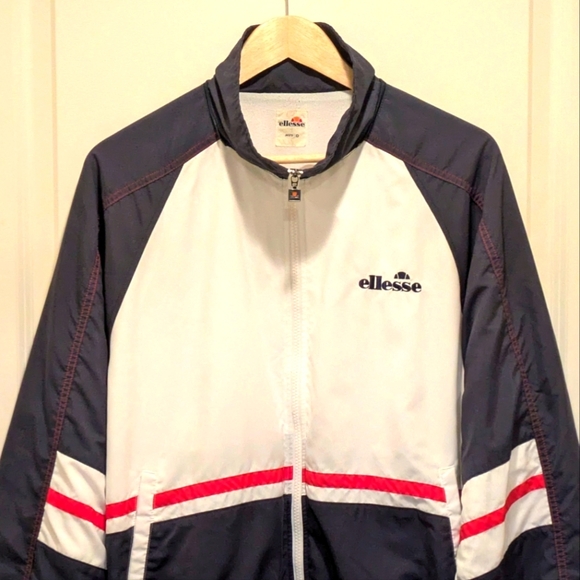90s Ellesse Jaspo M Vintage Blue White and Red Windbreaker - SEE SIZE NOTES - Picture 2 of 9